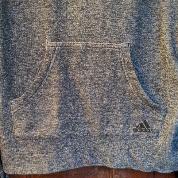 Adidas Heather Black + Grey Hoodie Sz M - Picture 5 of 9